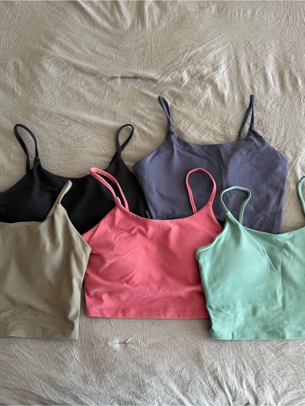 Spaghetti Strap Cropped Tank Top Bundle - Pink, Mint, Black, Navy, Army Green